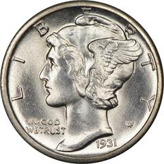 1931-D Mercury dime DDO FS-101 obverse showing doubling on IN GOD WE TRUST lettering